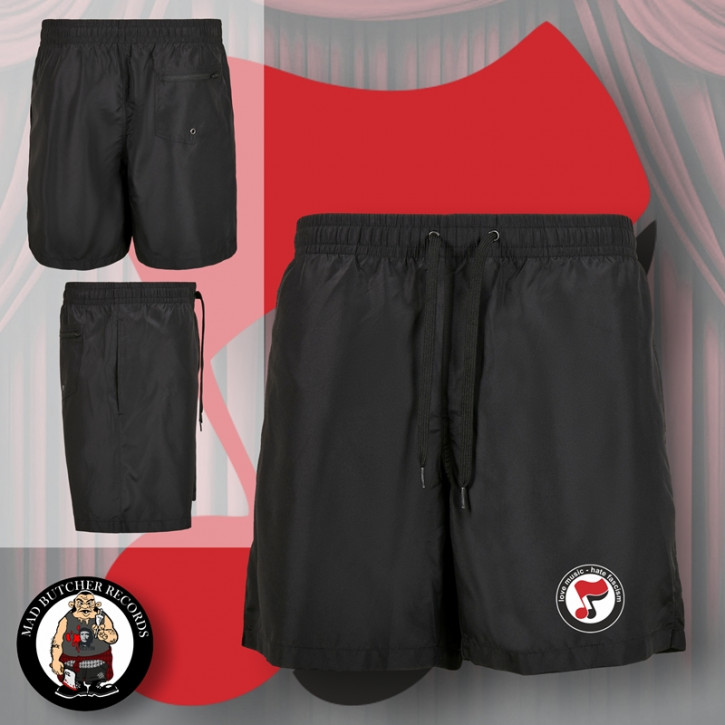 LOVE MUSIC HATE FASCISM NOTES SWIM SHORTS