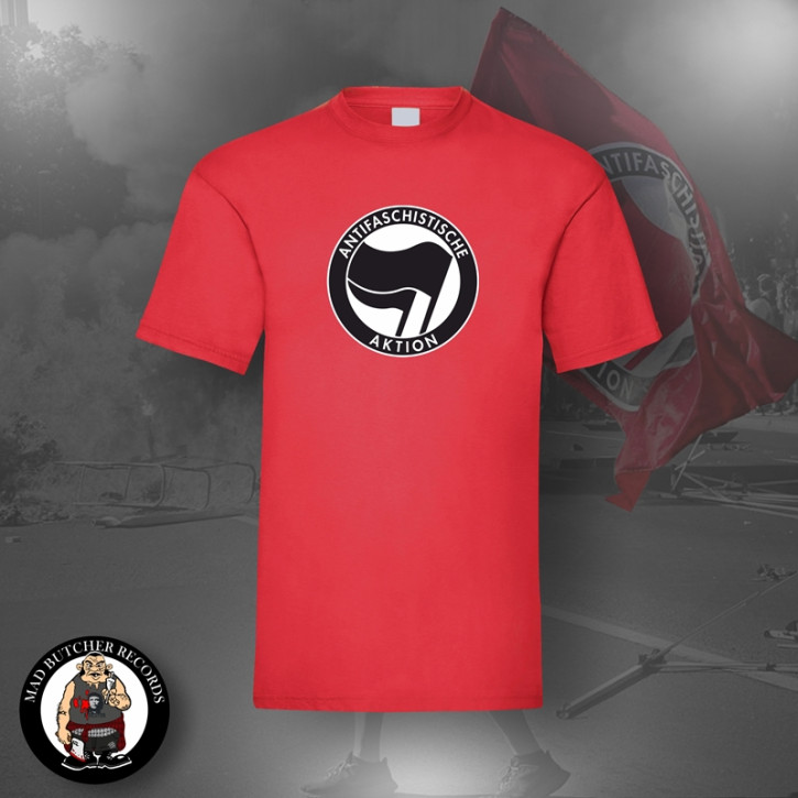 ANTIFASCHISTISCHE AKTION BLACK/BLACK T-SHIRT M / red