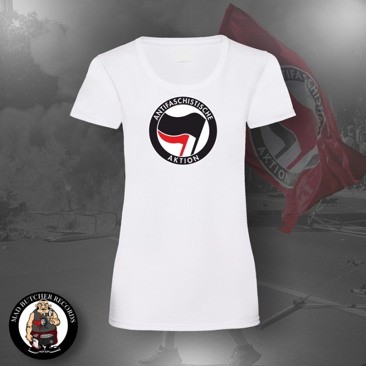ANTIFASCHISTISCHE AKTION GIRLIE SCHWARZ/ROT L / WEISS