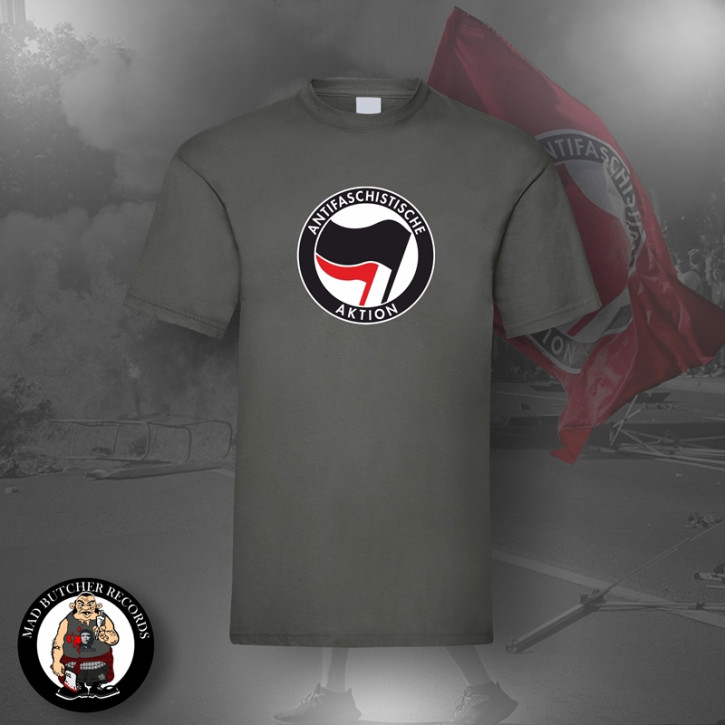 ANTIFASCHISTISCHE AKTION SCHWARZ/ROT T-SHIRT 4XL / DARK GREY