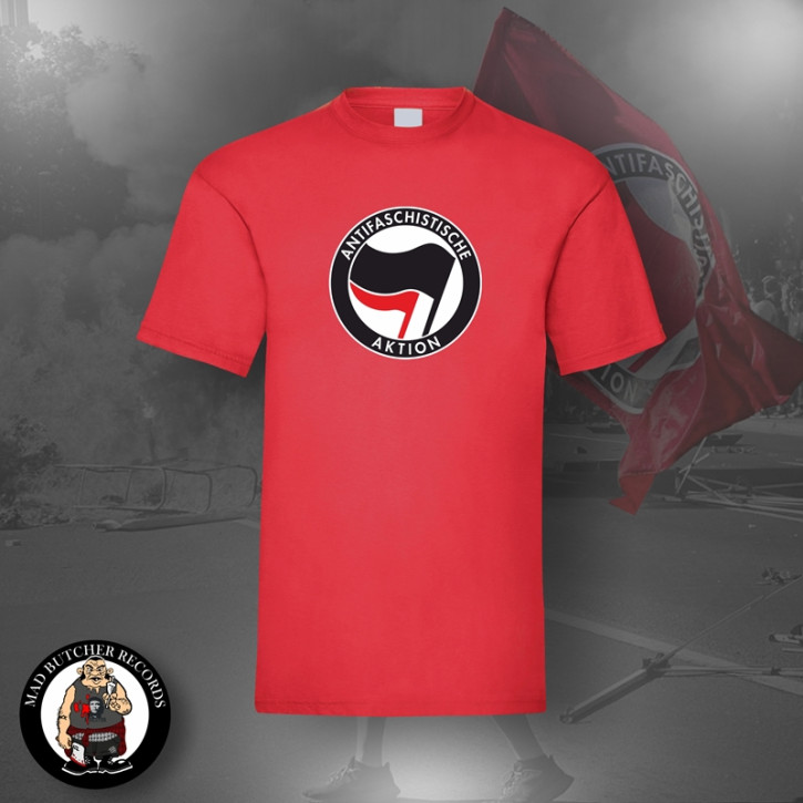 ANTIFASCHISTISCHE AKTION SCHWARZ/ROT T-SHIRT red / 4XL