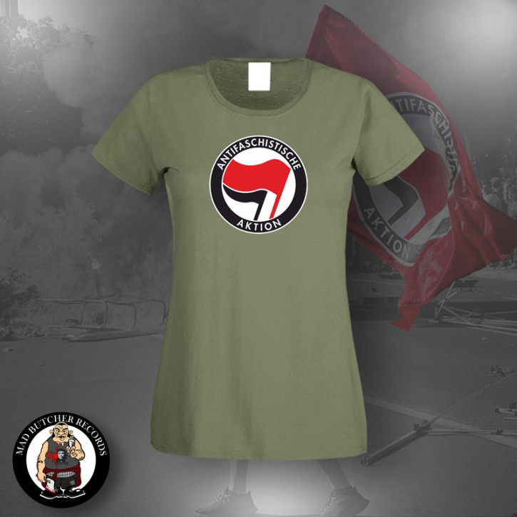 ANTIFASCHISTISCHE AKTION GIRLIE ROT/SCHWARZ L / OLIVE