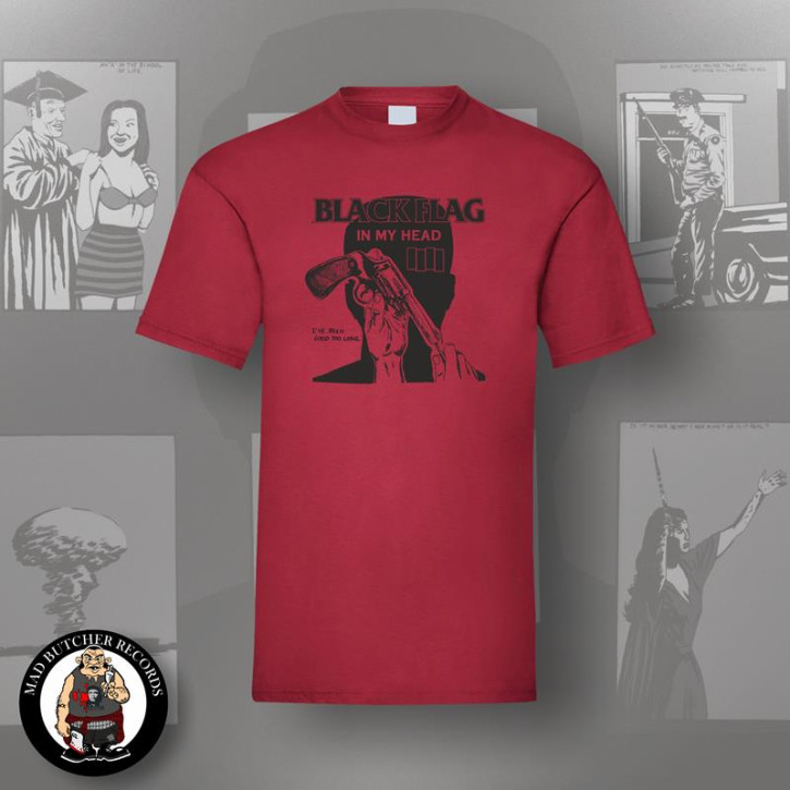 BLACK FLAG IN MY HEAD T-SHIRT 3XL / BRICKRED