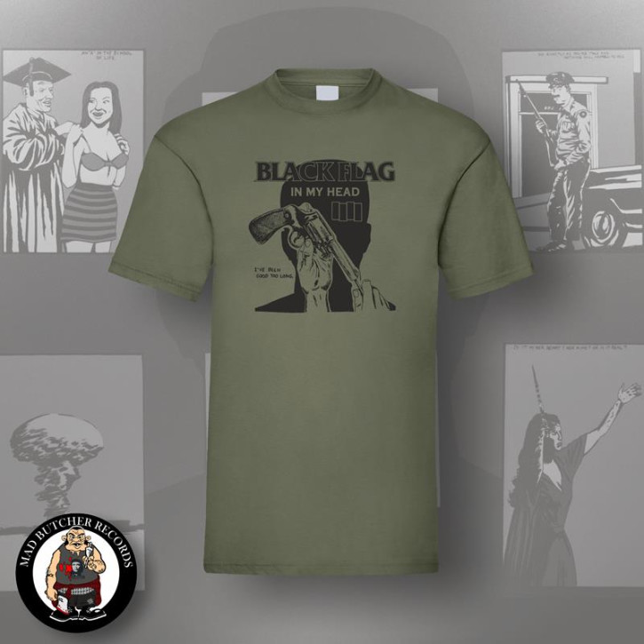 BLACK FLAG IN MY HEAD T-SHIRT M / OLIVE