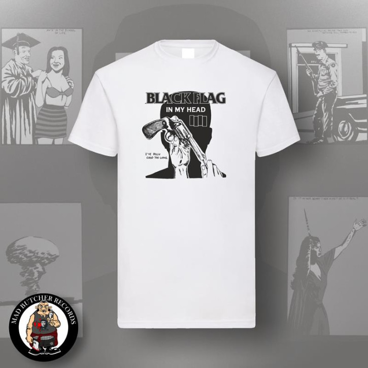 BLACK FLAG IN MY HEAD T-SHIRT White / 5XL