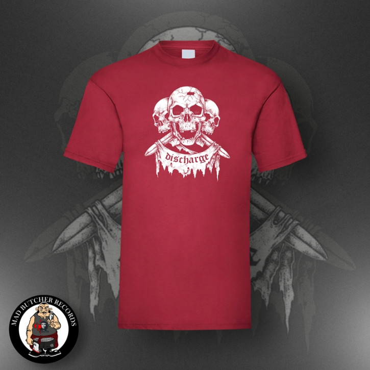 DISCHARGE SKULL T-SHIRT 3XL / red