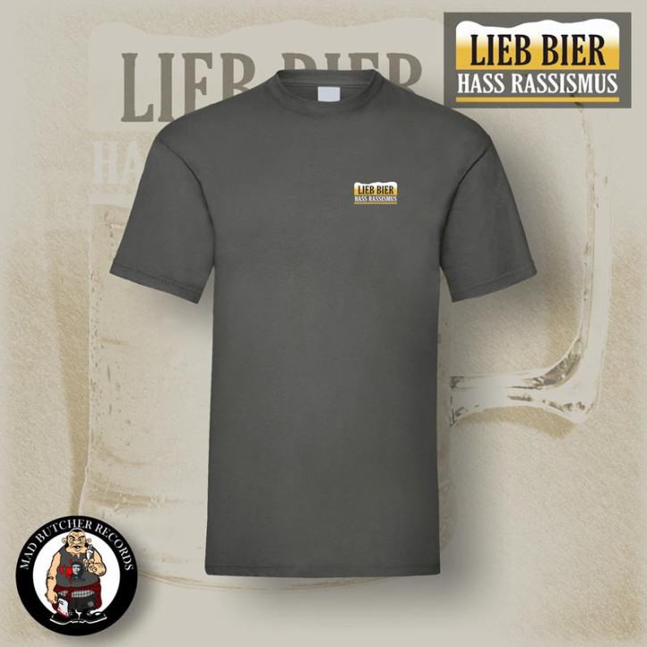FOISTLINGE LIEB BIER HASS RASSISMUS T-SHIRT 3XL / DARK GREY