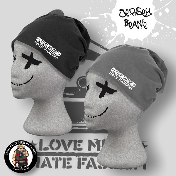 LOVE MUSIC HATE FASCISM BEANIE