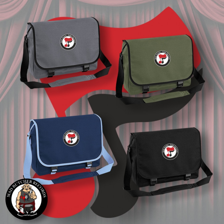 LOVE MUSIC HATE FASCISM NOTE MESSENGER BAG