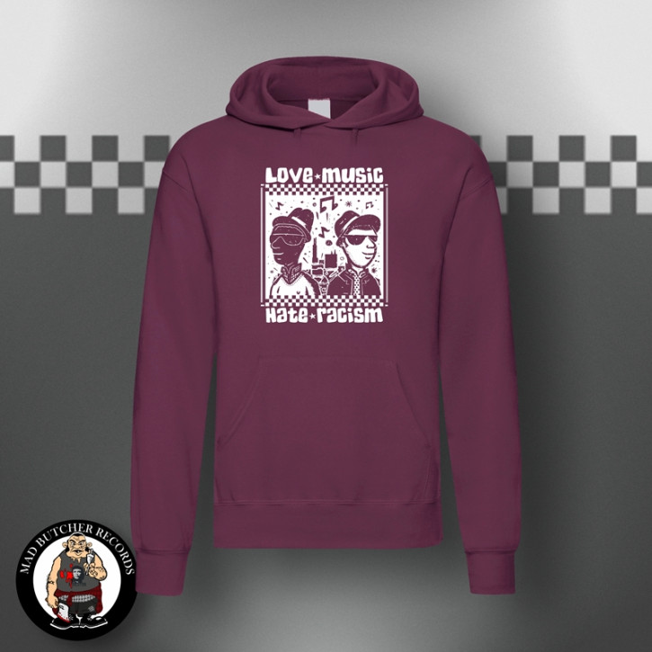 LOVE MUSIC HATE RACISM SKA KAPU L / BORDEAUX ROT