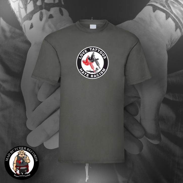 LOVE TATTOOS HATE RACISM T-SHIRT L / DARK GREY