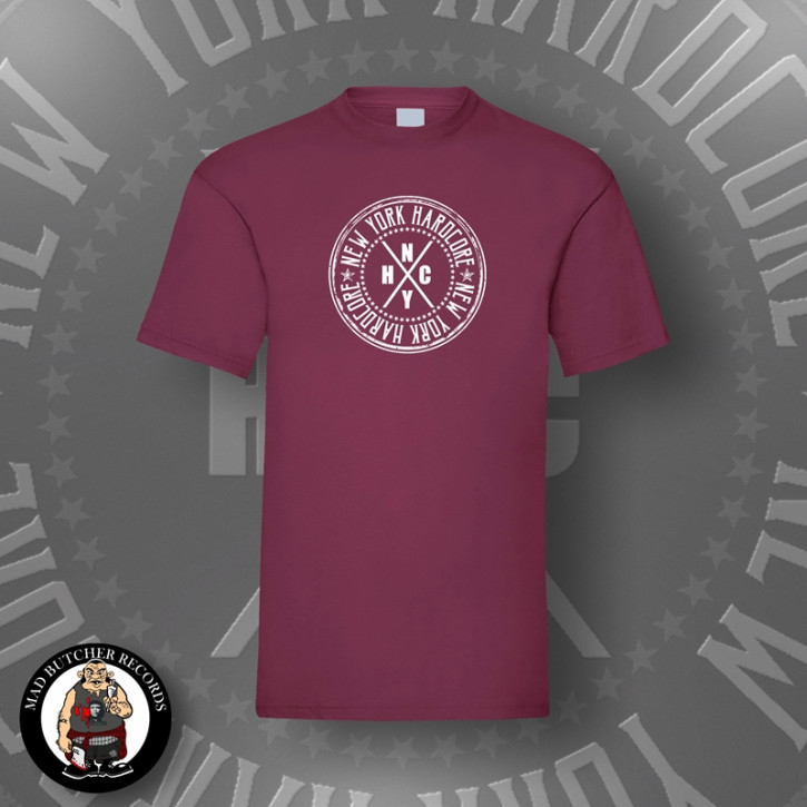 NEW YORK HARDCORE CIRCLE T-SHIRT M / BORDEAUX RED