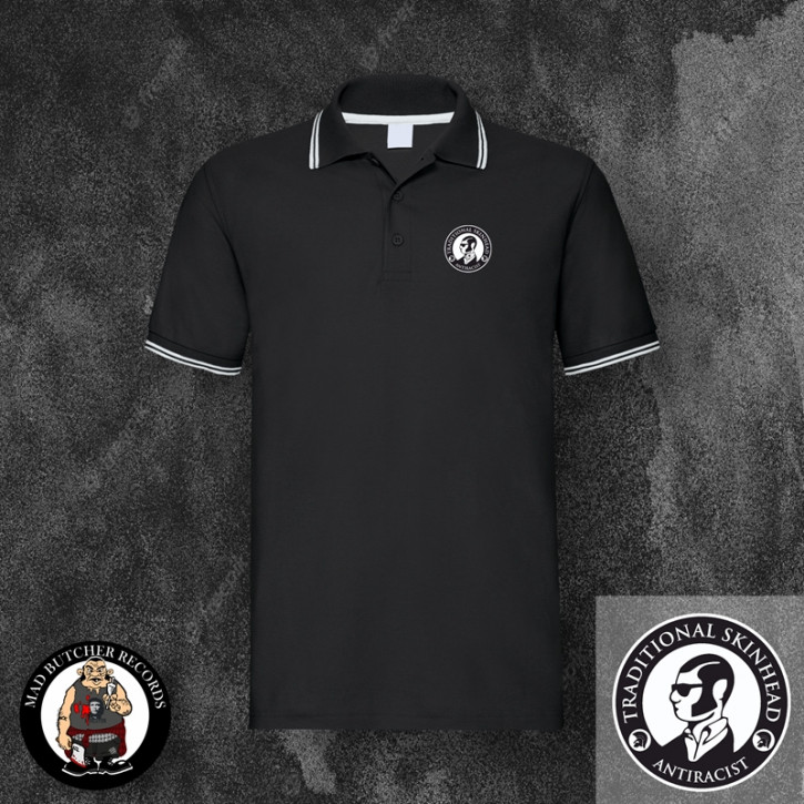 TRADITIONAL SKINHEAD POLO SCHWARZ / L