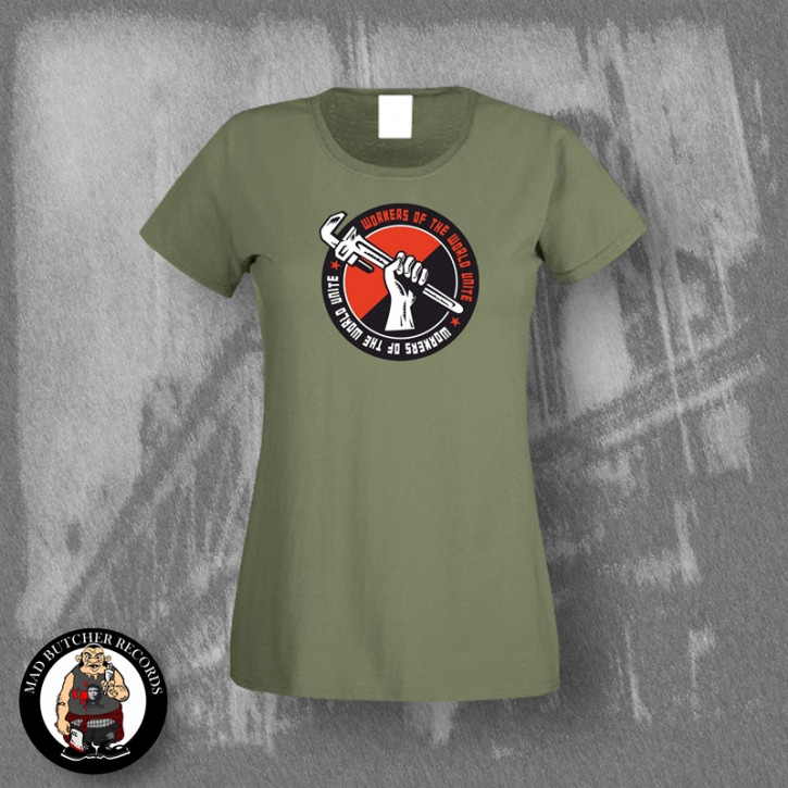 WORKERS OF THE WORLD UNITE GIRLIE M / OLIVE